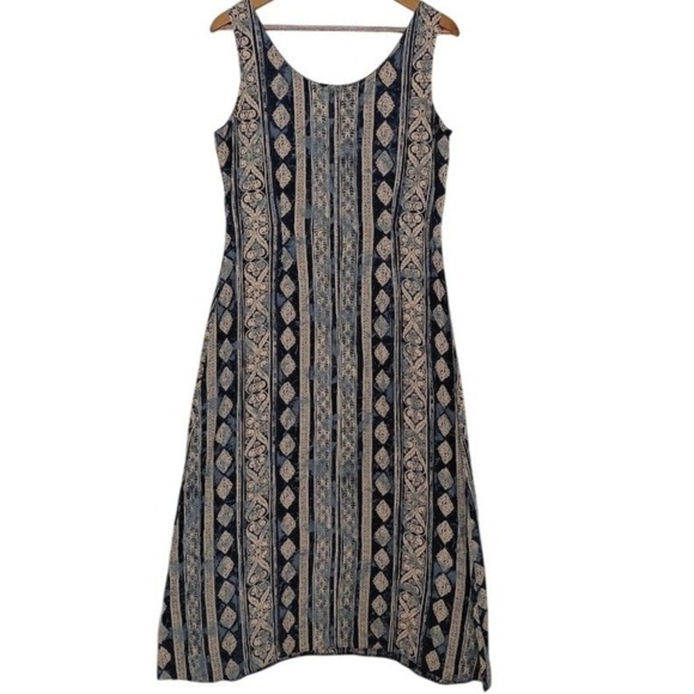 Marks & Spencer Vintage Maxi Dress Blue Paisley Boho Effortless Sleeveless M - Picture 3 of 16
